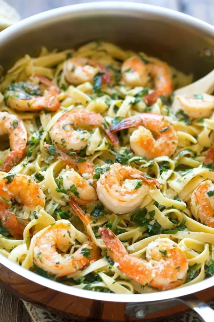 recette de pates a l’ail et crevettes